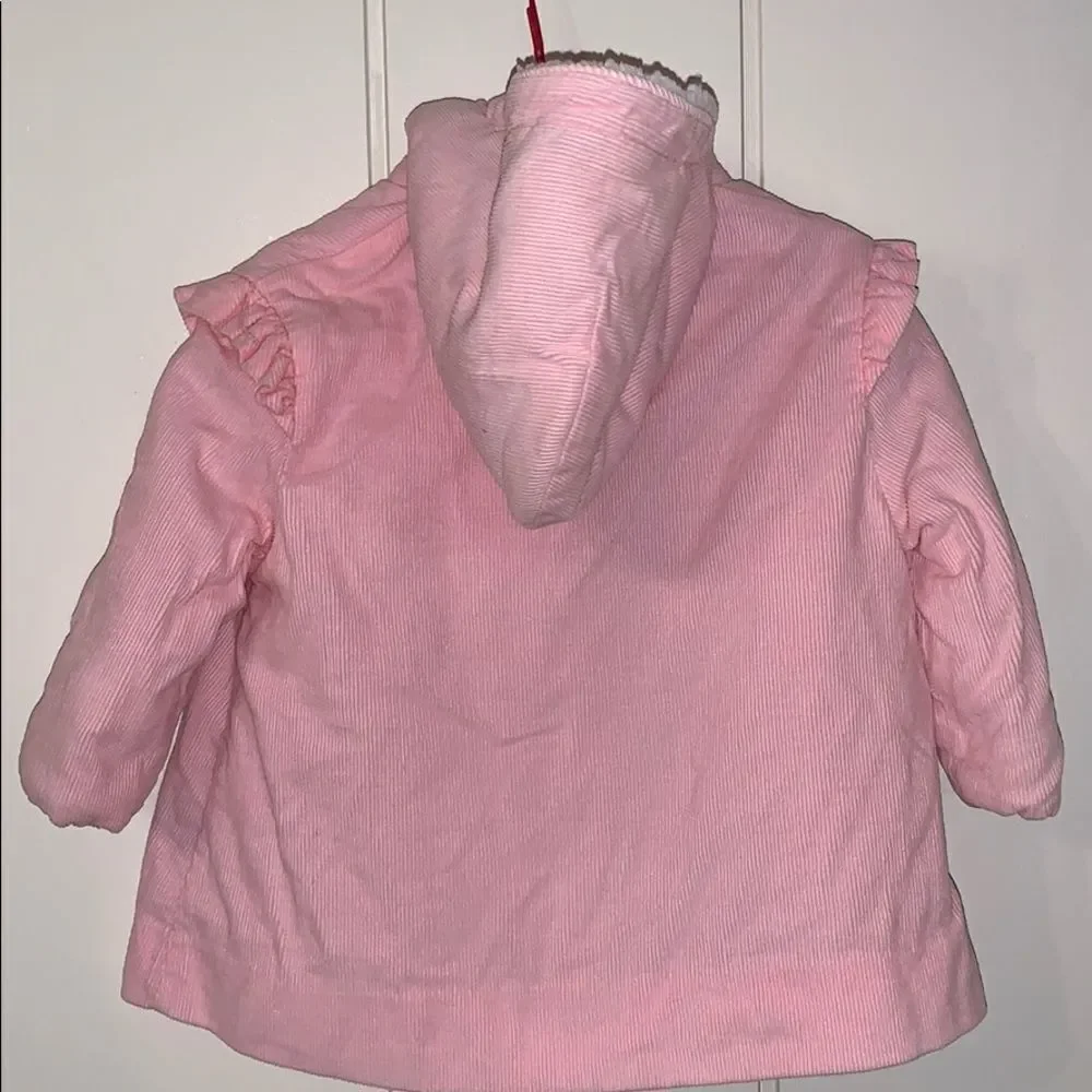 Vtg baby girl pink corduroy‎ coat with hood